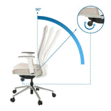 Verstellbare Rückenlehne des Profi-Bürostuhls CHIARO T2 WHITE mit Neigungswinkel bis zu 90° von hjh OFFICE