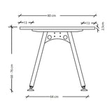 Maßzeichnung des Schreibtischs ATOS 12 S mit Breite 80 cm und Höhe von 68 bis 76 cm von hjh OFFICE PRO