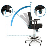 Verstellbare Rückenlehne mit 90 Grad Neigung des Counterstuhls TOP WORK 77 von hjh OFFICE