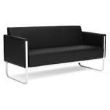 Schwarzes Loungesofa ARUBA STEP mit Rautensteppung und Gestell aus Chrom von hjh OFFICE – 360-Grad-Ansicht (Rückenansicht 180°)