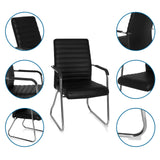 Besucherstuhl STEEL V in Schwarz mit Kufengestell, Armlehnen und gesteppter Polsterung von hjh OFFICE