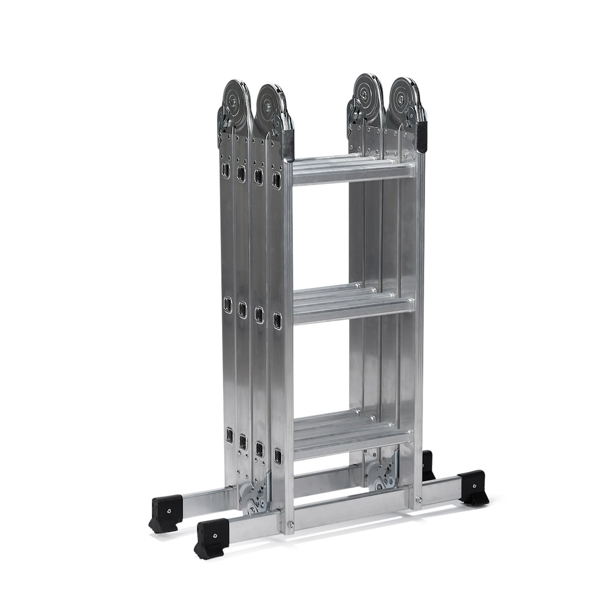 Silberne Klappleiter SOLID W3 aus Aluminium mit zwölf Stufen von hjh OFFICE – 360-Grad-Ansicht (Frontansicht 0°)