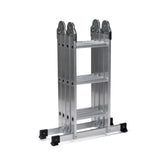 Silberne Klappleiter SOLID W3 aus Aluminium mit zwölf Stufen von hjh OFFICE – 360-Grad-Ansicht (Frontansicht 0°)