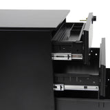 Ausgezogene Schubladen mit Metallführungen des Rollcontainers COLOR OS I in Schwarz von hjh OFFICE