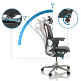 Verstellbarkeit der Rückenlehne von 90 bis 141 Grad beim Luxus-Chefsessel ERGOHUMAN SLIM GEN2 von hjh OFFICE