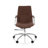 Mittelbrauner Homeoffice-Bürostuhl SARANTO II mit Armlehnen und Fußkreuz mit fünf Rollen von hjh OFFICE – 360-Grad-Ansicht (Frontansicht 0°)