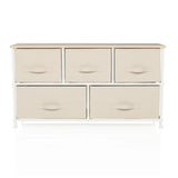 Beige Kommode FOLDAR mit fünf Stoffschubladen und weißem Gestell von hjh LIVING – 360-Grad-Ansicht (Frontansicht 0°)