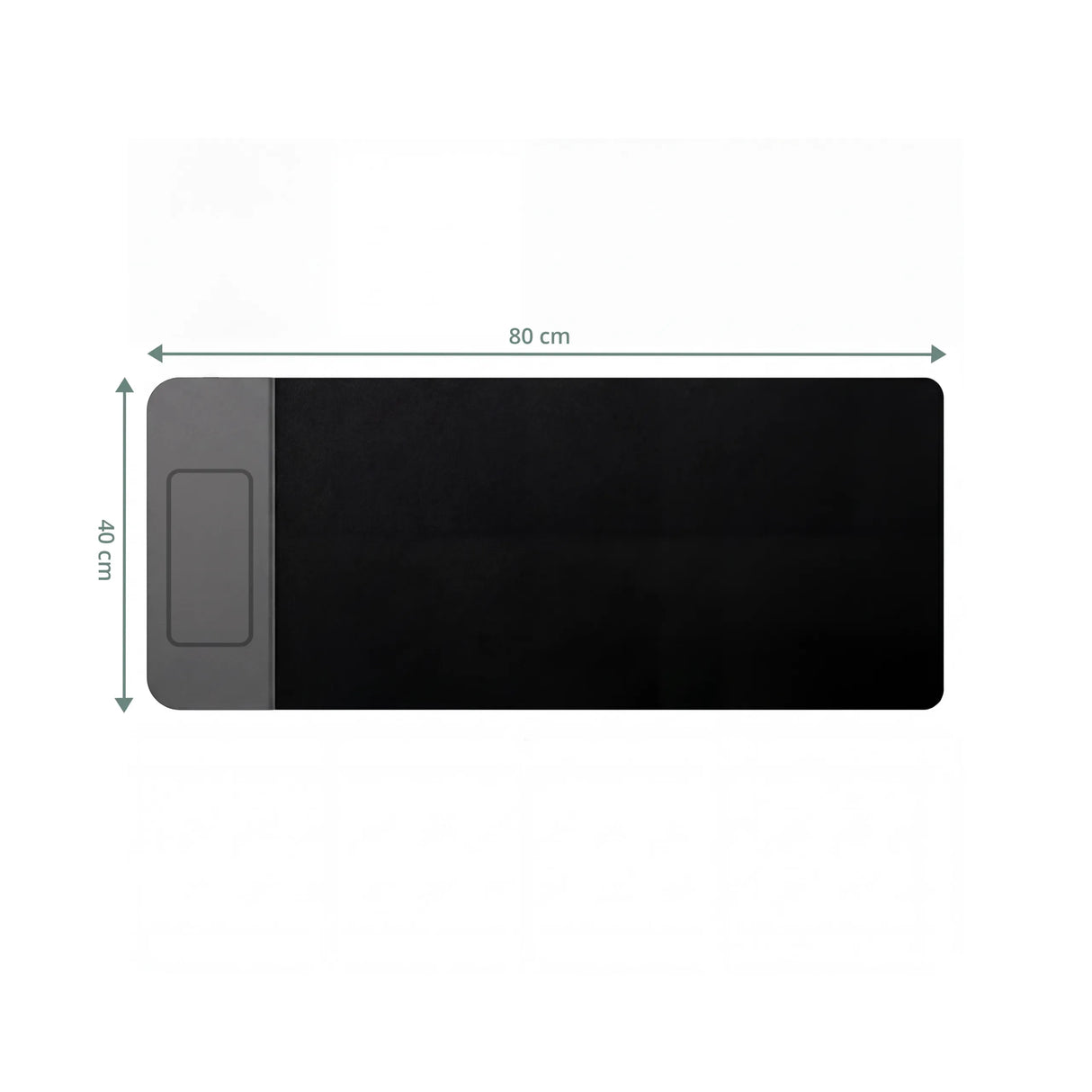 Maßzeichnung der Schreibunterlage Padflux Power mit 80 × 40 cm von hjh OFFICE