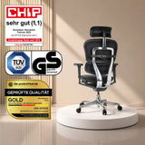 Luxus-Chefsessel ERGOHUMAN ULTRA L GEN2 in Schwarz mit Netzrückenlehne und Rollen von hjh OFFICE