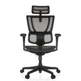 Schwarzer Luxus-Chefsessel ERGOHUMAN SLIM ECO M GEN2 mit Netzrücken und Fußkreuz mit fünf Rollen von hjh OFFICE – 360-Grad-Ansicht (Frontansicht 0°)