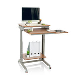 Stehschreibtisch WORKSTATION in Buche und Grau mit zwei Ebenen, Ablagefach und Rollen von hjh OFFICE