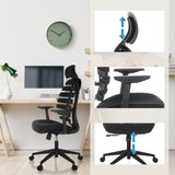 Verstellbare Kopfstütze, Armlehnen und Sitzhöhe des Profi-Bürostuhls ERGO LINE ECO von hjh OFFICE