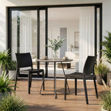 Outdoor-Stühle T37 V 4 in Schwarz an einem runden Gartentisch auf einer Terrasse von hjh LIVING
