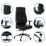 Profi-Chefsessel VITORO ECO in Schwarz mit verstellbaren Armlehnen und Gasdruckfeder von hjh OFFICE