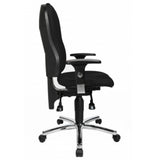 Schwarzer Profi-Bürostuhl SITNESS PRO AL.P4 mit verstellbaren Armlehnen und glänzendem Fußkreuz von Topstar