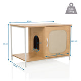 Maßzeichnung des Katzenhauses KITTYHOME 1 in Buche mit 80 × 48 cm von hjh LIVING