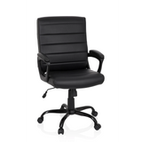Schwarzer Homeoffice Chefsessel ERGOSMOOTH BIG mit gesteppter Polsterung und Fußkreuz mit fünf Rollen von hjh OFFICE – 360-Grad-Ansicht (Frontansicht 20°)
