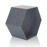 Graue Trennwand FLEXMIUT STORE B in sechseckiger Form aus Filz von hjh OFFICE – 360-Grad-Ansicht (schräge Frontansicht 45°)