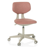 Rosa Kinderdrehstuhl KID CLASSIC mit gepolsterter Sitzfläche und Fußkreuz mit fünf Rollen von hjh OFFICE – 360-Grad-Ansicht (Frontansicht 15°)