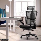 Schwarzer Profi-Bürostuhl Ergo U2 Flex3 mit Netzrückenlehne und Kopfstütze von hjh OFFICE (KI-generiertes Bild)