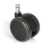 Schwarze Stuhlrolle 5x ROLO FREE 11mm/65mm für Hartböden mit silberfarbenem Bolzen von hjh OFFICE – 360-Grad-Ansicht (Frontansicht 0°)