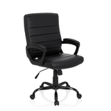 Schwarzer Homeoffice Chefsessel ERGOSMOOTH BIG mit gesteppter Polsterung und Fußkreuz mit fünf Rollen von hjh OFFICE – 360-Grad-Ansicht (schräge Frontansicht 40°)