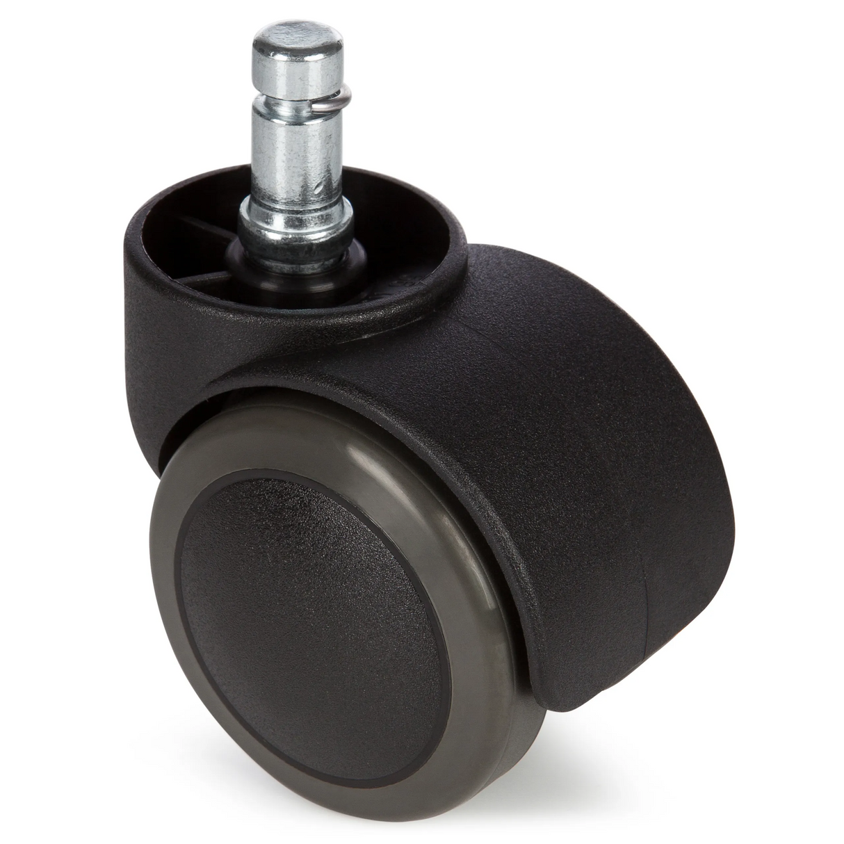 Schwarze Stuhlrolle 5x ROLO 10mm/50mm für Hartböden mit metallischem Bolzen von hjh OFFICE – 360-Grad-Ansicht (Frontansicht 0°)
