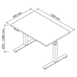 Technische Zeichnung des Schreibtischs XDSM 12 G mit 1200 x 800 mm von hjh OFFICE PRO