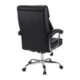 Rückansicht des Homeoffice-Bürostuhls Relax Prestio in Schwarz mit verchromtem Fußkreuz von MyBuero