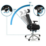 Verstellbare Rückenlehne mit Neigung von 90° bis 160° des High-End-Bürostuhls INSPERO von hjh OFFICE