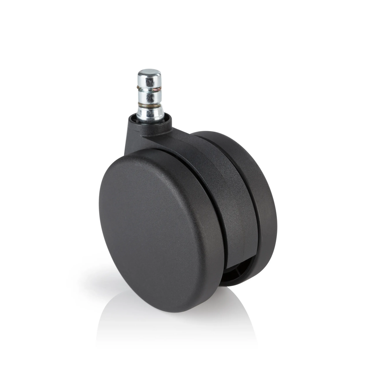 Schwarze Stuhlrolle 5x ROLO No-Noise 11mm/75mm für Teppichböden mit metallenem Bolzen von hjh OFFICE – 360-Grad-Ansicht (Frontansicht 0°)