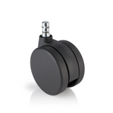 Schwarze Stuhlrolle 5x ROLO No-Noise 11mm/75mm für Teppichböden mit metallenem Bolzen von hjh OFFICE – 360-Grad-Ansicht (Frontansicht 0°)