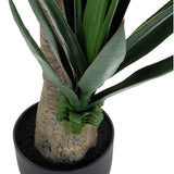 Stamm und grüne Blätter der Kunstpflanze YUCCA in einem schwarzen Topf von hjh OFFICE