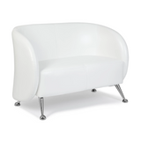 Weißes Loungesofa ST. LUCIA als Zweisitzer mit glänzenden Metallfüßen von hjh OFFICE – 360-Grad-Ansicht (Rückenansicht 180°)