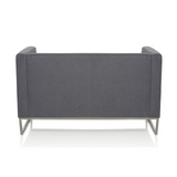 Dunkelgraues Loungesofa BARBADOS als Zwei-Sitzer mit Metallgestell von hjh OFFICE – 360-Grad-Ansicht (schräge Rückenansicht 240°)