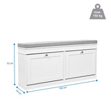 Maßzeichnung des Schuhschranks Estha 11 mit 104 × 52 cm und maximal 150 kg Belastbarkeit von hjh LIVING