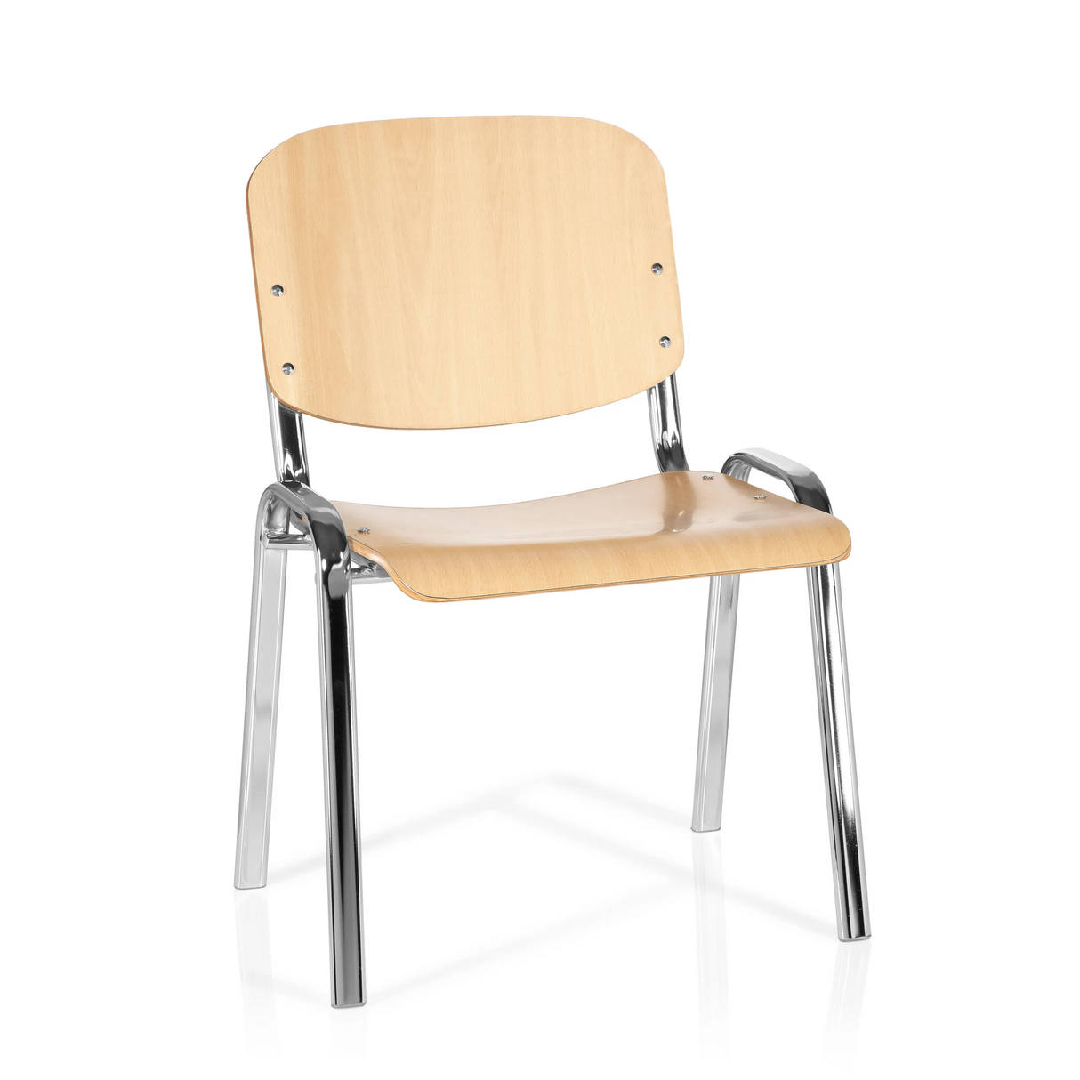 Vierfußstuhl XT 600 C H in Buche mit Gestell aus Chrom von hjh OFFICE – 360-Grad-Ansicht (Frontansicht 20°)