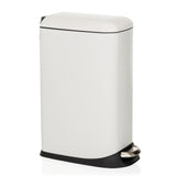 Weißer Mülleimer CLEAN SLIM mit Trittpedal und abgerundetem Deckel von hjh OFFICE – 360-Grad-Ansicht (schräge Frontansicht 60°)