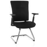 Schwarzer Freischwinger CAPTIVO PRO V mit Armlehnen und Stoffbezug von hjh OFFICE – 360-Grad-Ansicht (Frontansicht 15°)