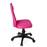 Pinker Kinderdrehstuhl KIDDY BASE mit Netzrücken und schwarzem Fußkreuz mit fünf Rollen von hjh OFFICE – 360-Grad-Ansicht (Seitenprofil 100°)
