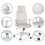 Homeoffice-Bürostuhl MIKEO W in Beige mit verstellbarer Kopfstütze und Armlehnen von hjh OFFICE