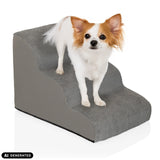 Graue Haustiertreppe PAWY STEP 3 mit einem kleinen Hund von hjh LIVING (KI-generiertes Bild)