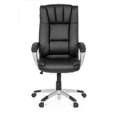 Schwarzer Homeoffice-Bürostuhl RELAX CL150 mit gestepptem Bezug und Fußkreuz mit fünf Rollen von MyBuero – 360-Grad-Ansicht (Frontansicht 0°)