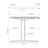 Maßzeichnung des höhenverstellbaren Schreibtischs XMKA 12 W mit einer Tischplatte von 80 cm Tiefe von hjh OFFICE PRO