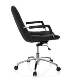 Schwarzer Homeoffice-Bürostuhl SARANTO mit Stoffbezug und Fußkreuz mit fünf Rollen von hjh OFFICE – 360-Grad-Ansicht (Seitenprofil 100°)