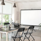 Zwei schwarze Outdoor Stühle TUDELA XXL PRO mit perforierter Sitzfläche an einem Tisch von hjh OFFICE