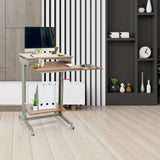 Stehschreibtisch WORKSTATION in Buche und Grau mit drei Ebenen und Rollen von hjh OFFICE