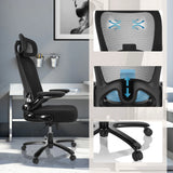 XXL Drehstuhl INSTRUCTOR SW I PRO in Schwarz mit Netzrücken, verstellbarer Lendenstütze und Rollen von hjh OFFICE