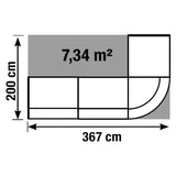 Technische Zeichnung der Empfangstheke BILBAO V mit 367 × 200 cm von Kerkmann