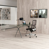 High-End-Bürostuhl FOUNTAINE in Schwarz mit Netzrückenlehne und Rollen von hjh OFFICE
